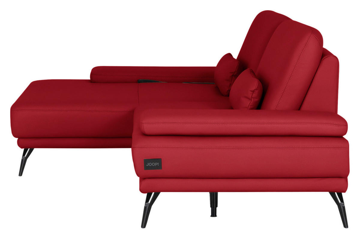 ECKSOFA JOOP! STUDIO in Echtleder Rot  180/301 cm  - Rot/Schwarz, KONVENTIONELL, Leder/Metall (180/301cm) - Joop!