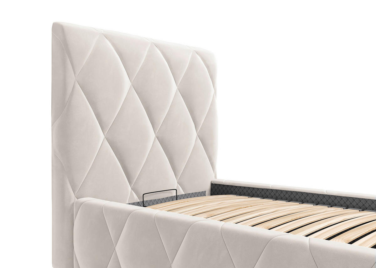 POLSTERBETT gepolstertes Kopfteil, Lattenrost, Bettkasten 80/200 cm  in Creme  - Creme, MODERN, Holz/Textil (80/200cm) - MID.YOU