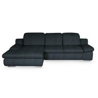 ECKSOFA in Chenille Schwarz  - Chromfarben/Schwarz, Design, Textil/Metall (165/286cm) - Livetastic