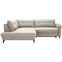 ECKSOFA in Flachgewebe, Leinenoptik Beige  208/247 cm  - Beige/Schwarz, Design, Textil/Metall (208/247cm) - Xora