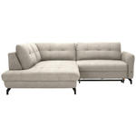 ECKSOFA in Flachgewebe, Leinenoptik Beige  208/247 cm  - Beige/Schwarz, Design, Textil/Metall (208/247cm) - Xora