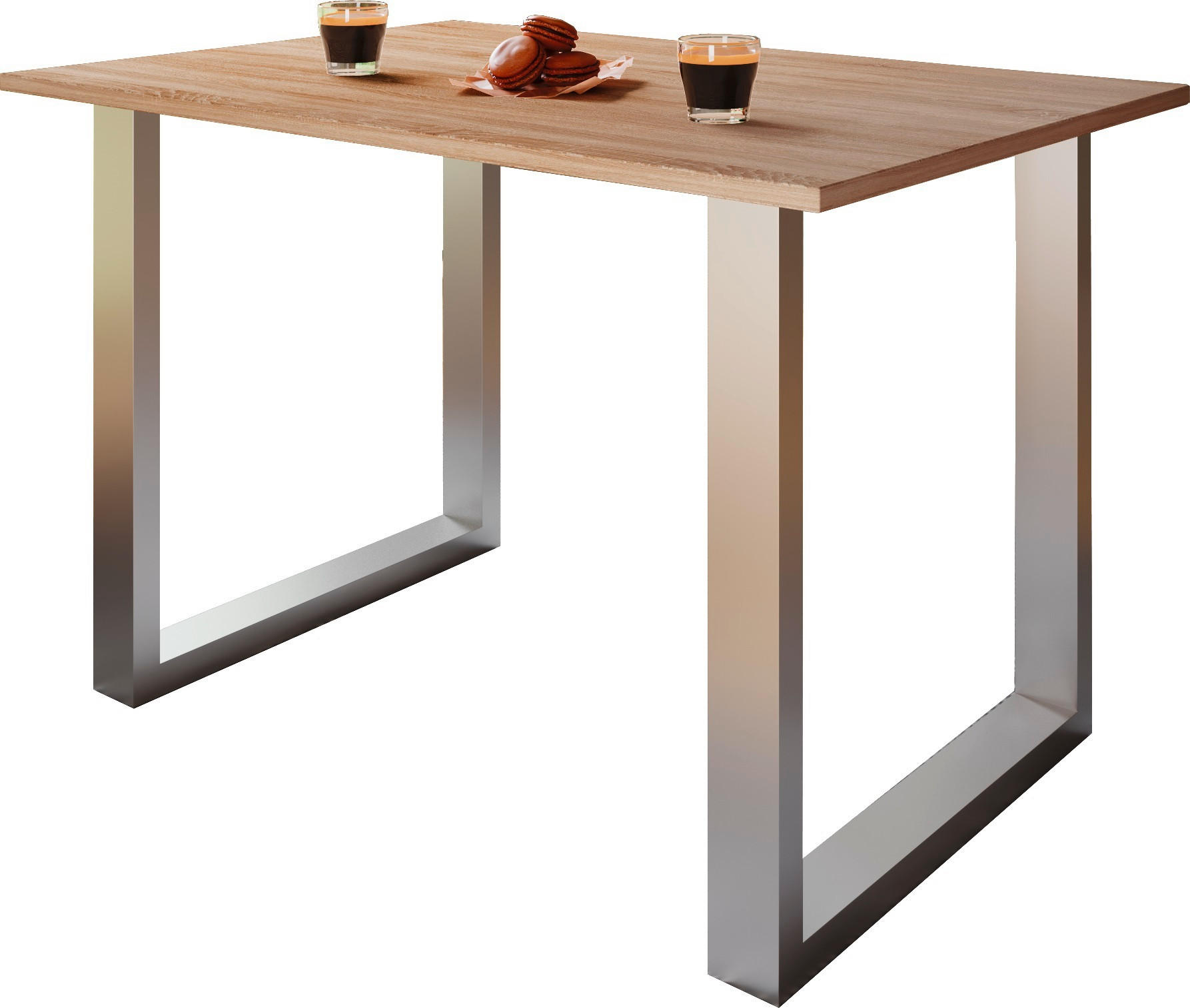 SCHREIBTISCH  in Silberfarben, Sonoma Eiche  - Silberfarben/Sonoma Eiche, Design, Holzwerkstoff/Metall (110/76/50cm) - MID.YOU