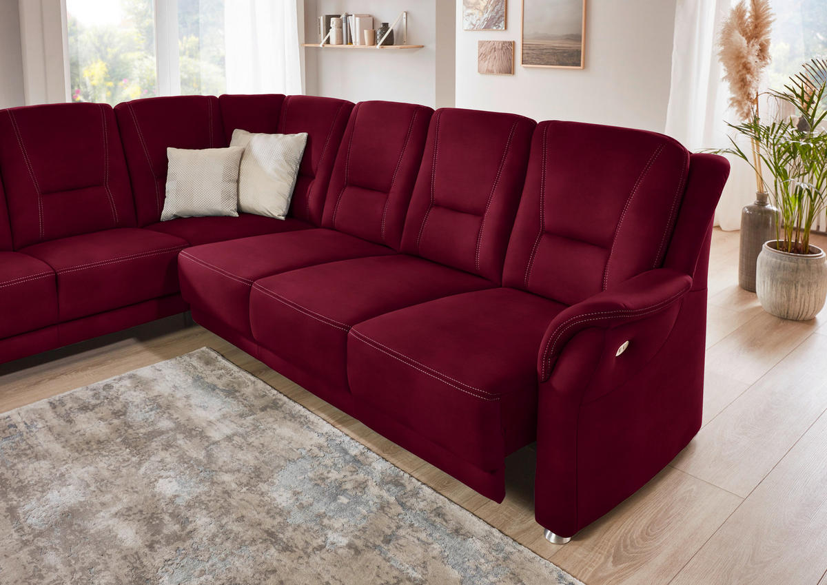 ECKSOFA  in Mikrofaser Rot  223/275 cm  - Beige/Rot, KONVENTIONELL, Textil/Metall (223/275cm) - Beldomo Comfort