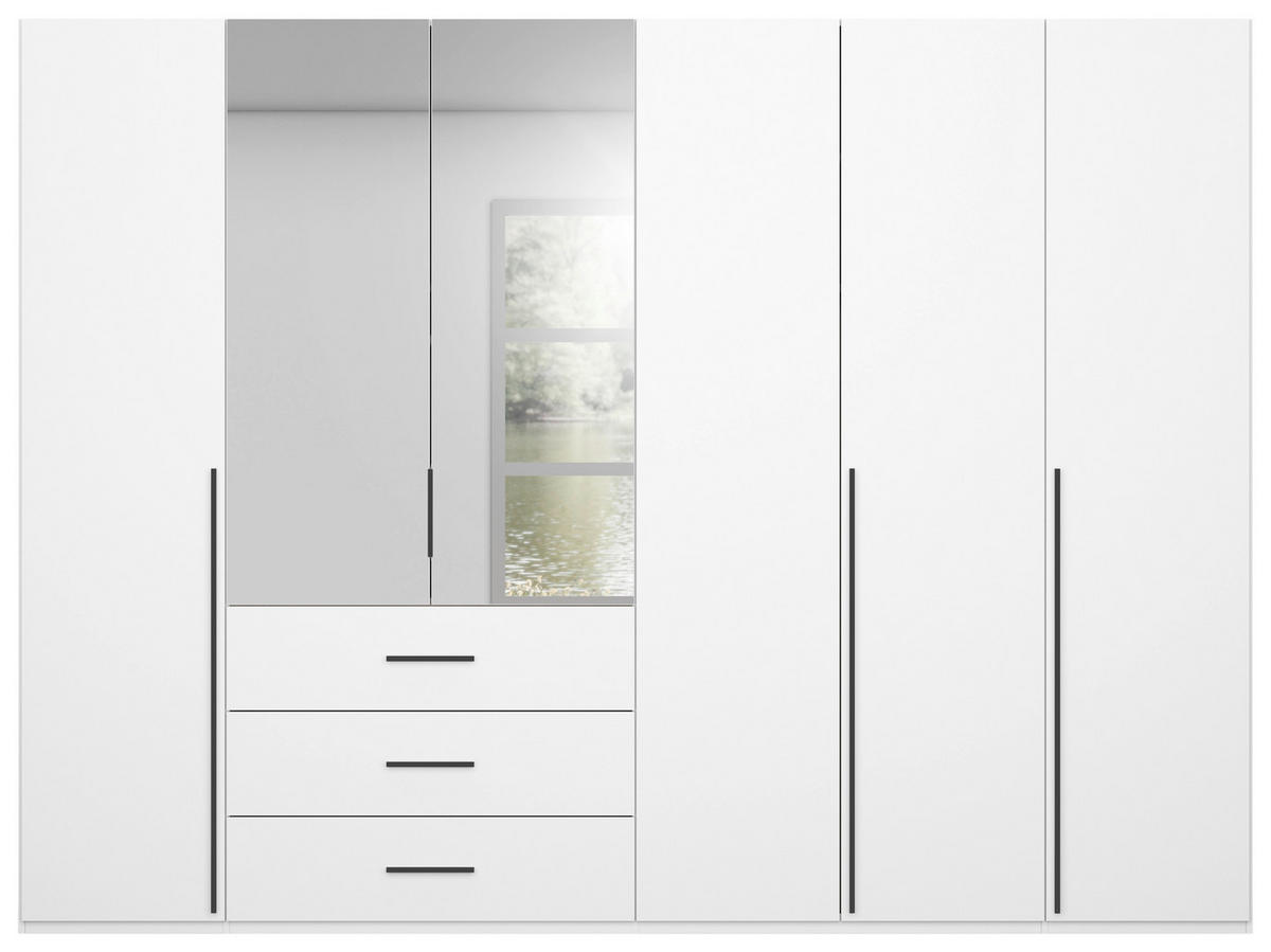 DREHTÜRENSCHRANK 301/223/60 cm,  in Weiß, 6-türig  - Graphitfarben/Weiß, Design, Glas/Holzwerkstoff (301/223/60cm) - home24