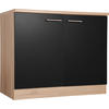 SPÜLENUNTERSCHRANK 100/84,8/60 cm  in Schwarz, Eichefarben  - Eichefarben/Silberfarben, Basics, Holzwerkstoff/Metall (100/84,8/60cm) - Respekta
