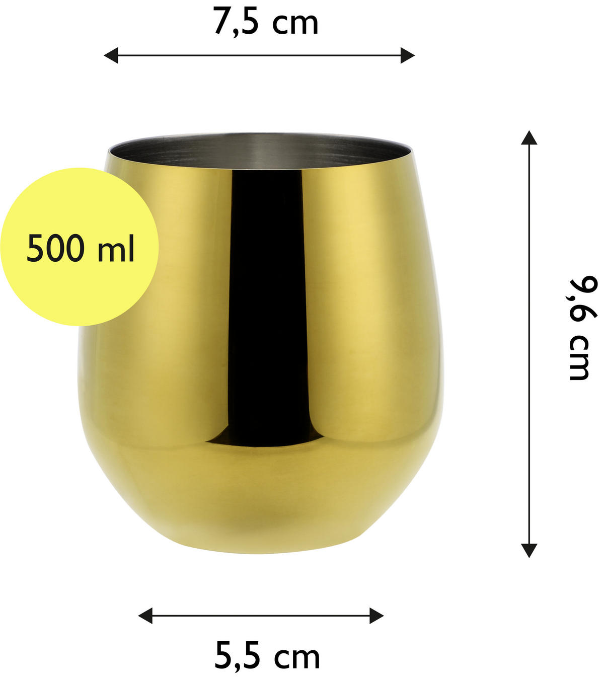 GLÄSERSET  6-teilig  - Goldfarben, Trend, Metall (9,9cm) - Echtwerk