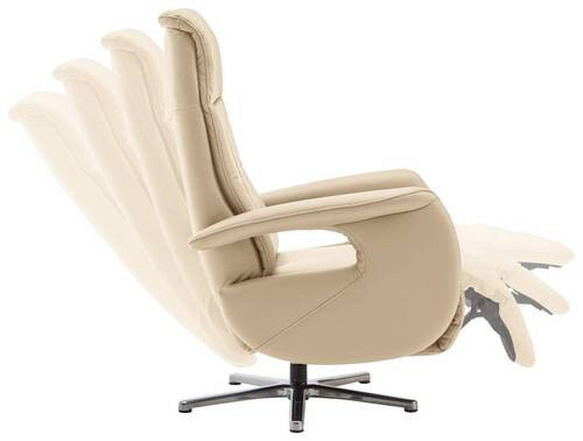RELAXSESSEL Echtleder Relaxfunktion, Kopfteilverstellung    - Chromfarben/Beige, Design, Leder/Metall (71/110/83cm) - Beldomo Speed