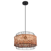 HÄNGELEUCHTE 35/120 cm    - Dunkelbraun/Schwarz, Basics, Naturmaterialien/Metall (35/120cm) - Globo