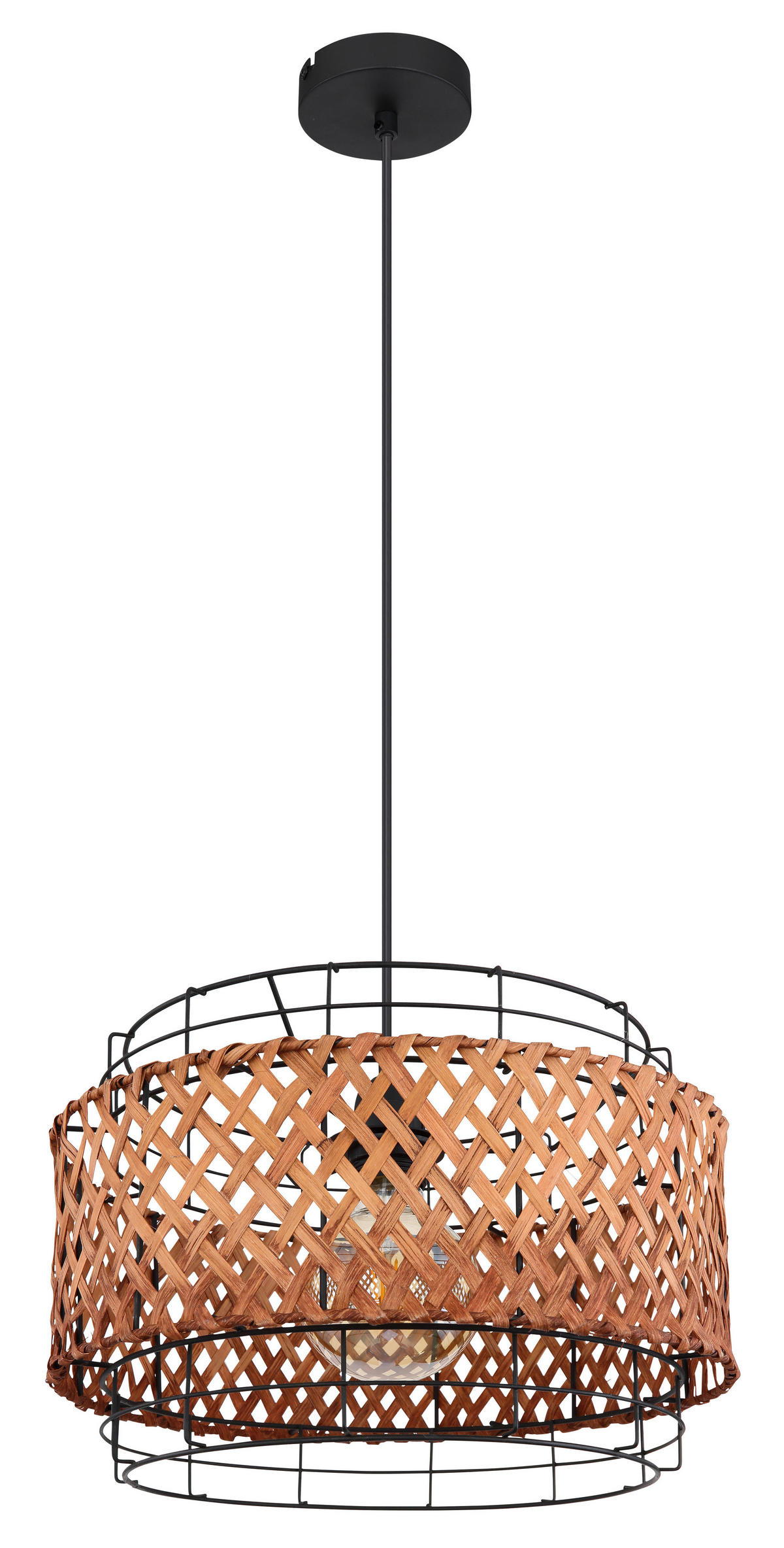 HÄNGELEUCHTE 35/120 cm    - Dunkelbraun/Schwarz, Basics, Naturmaterialien/Metall (35/120cm) - Globo