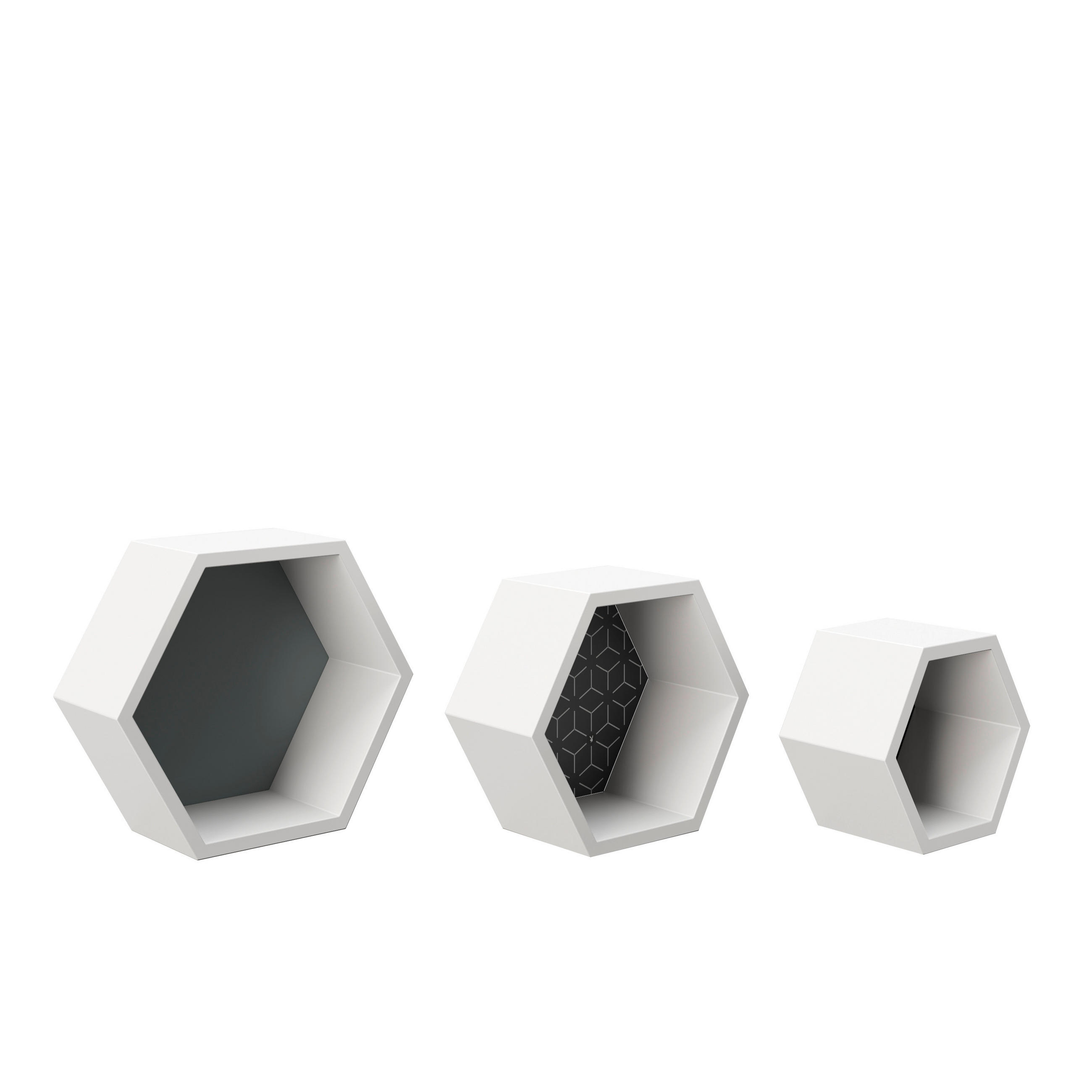 WANDREGALSET 30/25,6/20,5 cm  - Weiß/Grau, KONVENTIONELL, Holzwerkstoff (30/25,6/20,5cm) - Playboy