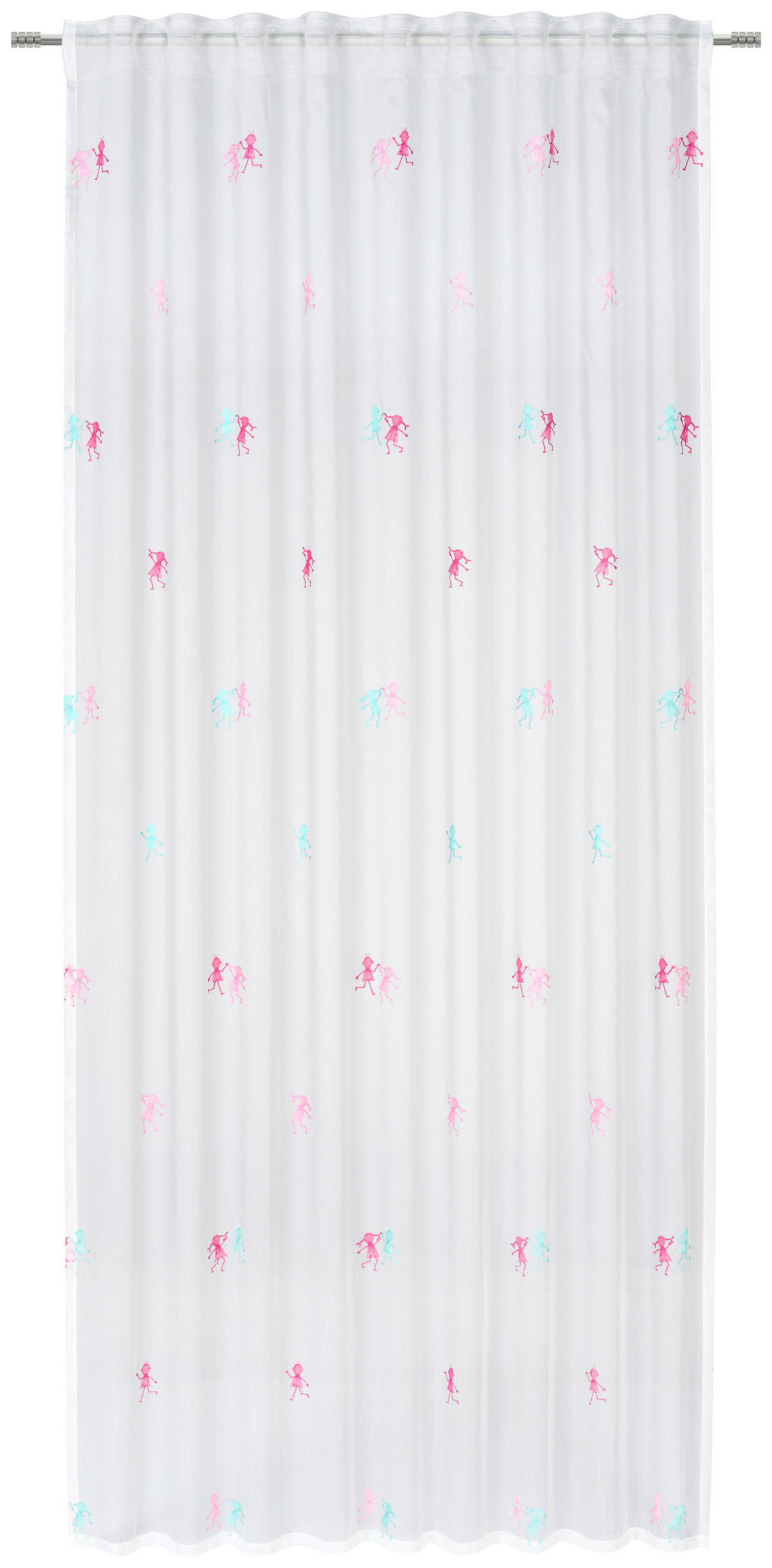DĚTSKÝ ZÁVĚS, průhledné, 145/245 cm - pink/tyrkysová, Basics, textil (145/245cm) - Ben'n'jen
