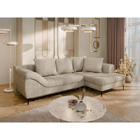 ECKSOFA in Cord Creme  - Creme/Schwarz, Design, Textil (276/177cm) - MID.YOU