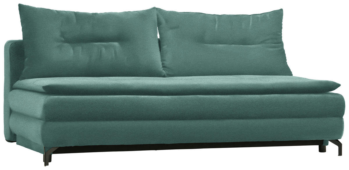 SCHLAFSOFA in Flachgewebe Grün  - Schwarz/Grün, MODERN, Textil/Metall (208/73/92/102cm) - Novel