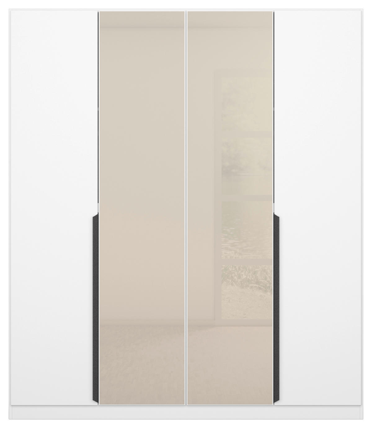 DREHTÜRENSCHRANK 181/210/54 cm 4-türig Weiß, Champagner  - Champagner/Weiß, MODERN, Glas/Holzwerkstoff (181/210/54cm) - Rauch Möbel