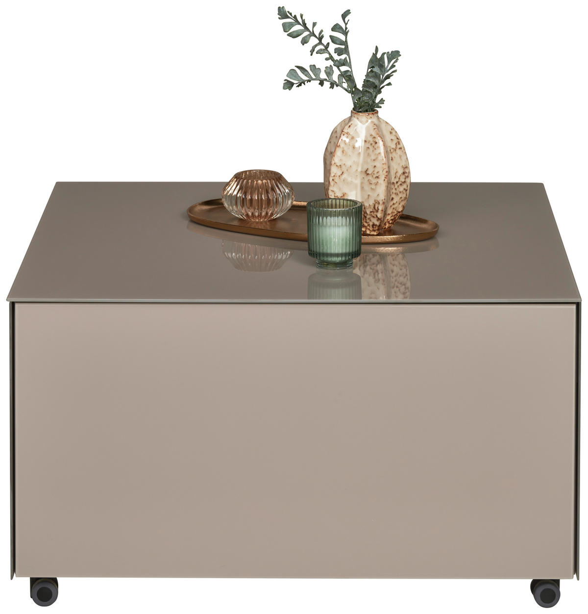 COUCHTISCH Flachglas 75/75/42 cm rechteckig Taupe  - Taupe, Design, Glas/Holzwerkstoff (75/75/42cm) - Novel