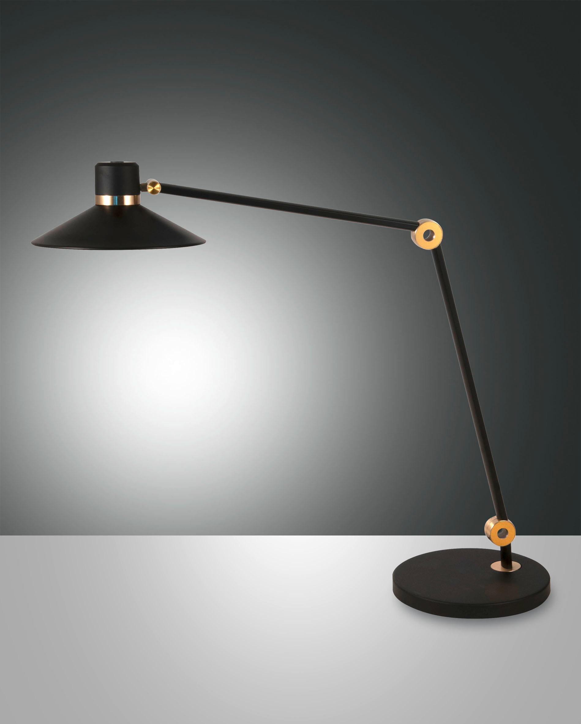 LED-SCHREIBTISCHLEUCHTE Panarea 78/85 cm   - Goldfarben/Schwarz, Basics, Metall (78/85cm) - Fabas Luce