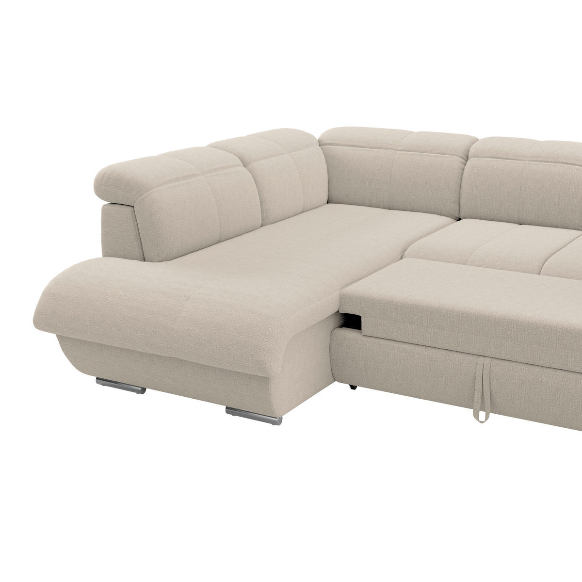 WOHNLANDSCHAFT MULTI Naturfarben Chenille  - Chromfarben/Naturfarben, MODERN, Textil/Metall (228/345/184cm) - Livetastic