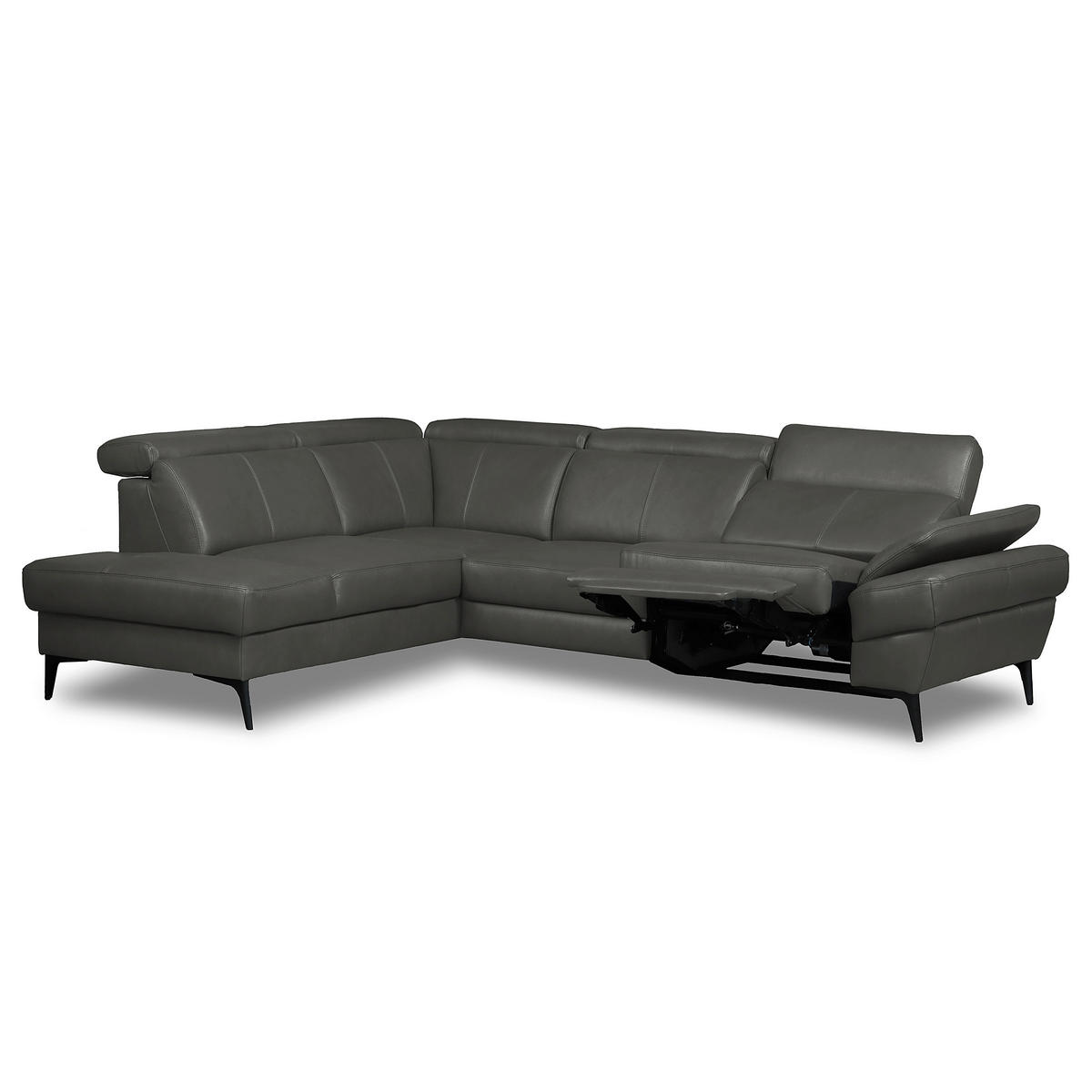 ECKSOFA  in Lederlook Echtleder Anthrazit  211/264 cm  - Anthrazit/Schwarz, Design, Leder/Textil (211/264cm) - Livetastic