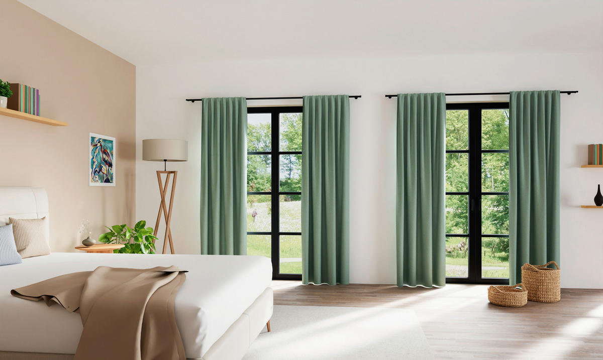 VERDUNKELUNGSVORHANG black-out (lichtundurchlässig)  - Grün, Basics, Textil (135/270cm) - Fuggerhaus