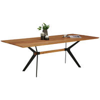 ESSTISCH Wildeiche massiv rechteckig Schwarz, Eichefarben  - Eichefarben/Schwarz, Design, Holz/Metall (220/100/76cm) - Lomoco
