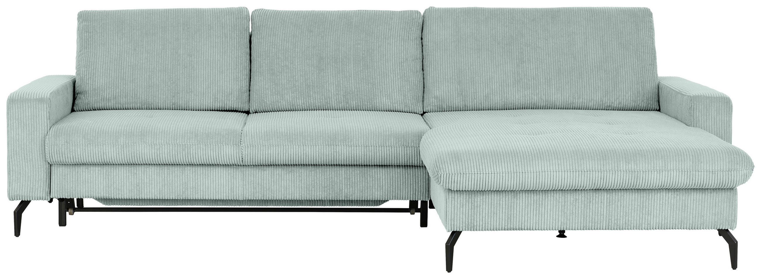 ECKSOFA in Cord Grau  - Schwarz/Grau, Design, Textil/Metall (302/180cm) - Venda