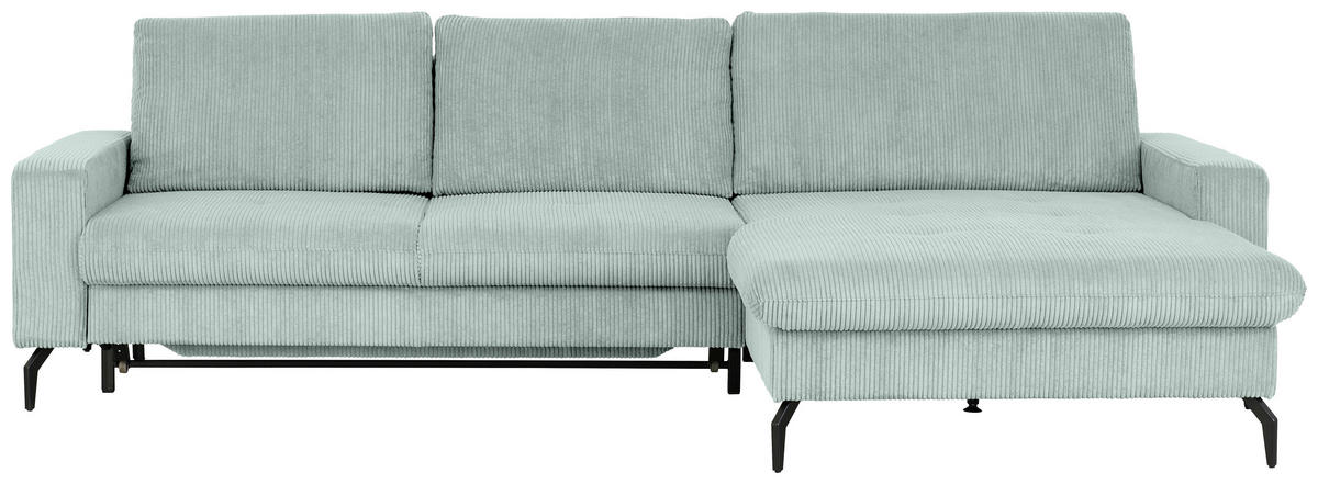 ECKSOFA in Cord Grau  - Schwarz/Grau, Design, Textil/Metall (302/180cm) - Venda