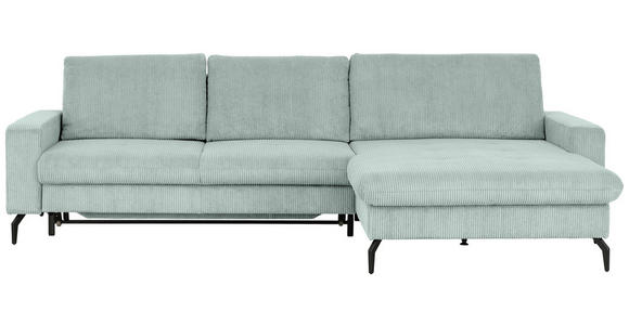ECKSOFA in Cord, Velours Grau - Schwarz/Grau, Design, Textil/Metall (302/180cm) - Venda