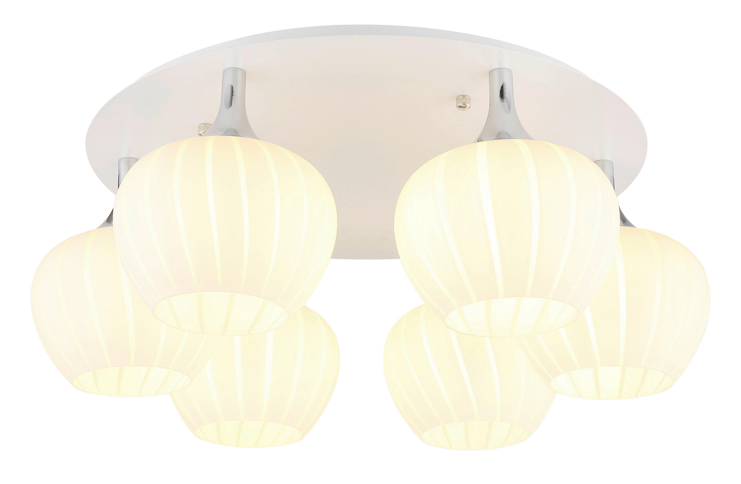 DECKENLEUCHTE  65/25,5 cm    - Chromfarben/Opal, Konventionell, Glas/Metall (65/25,5cm) - Globo