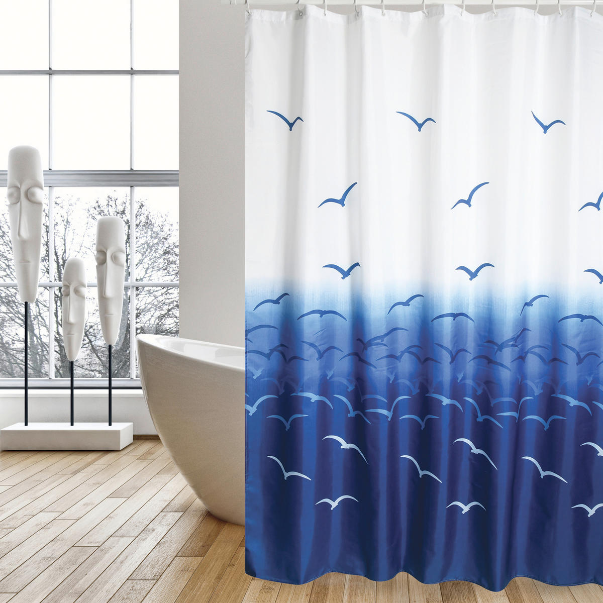 DUSCHVORHANG MOUETTES 180/200 cm  - Grau, Basics, Textil (180/200cm) - MSV