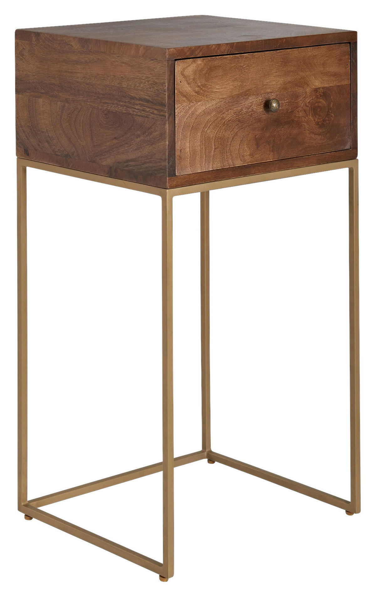 NACHTSCHRANK 40/76/35 cm Mangoholz massiv  - Goldfarben/Braun, MODERN, Holz/Metall (40/76/35cm) - MID.YOU