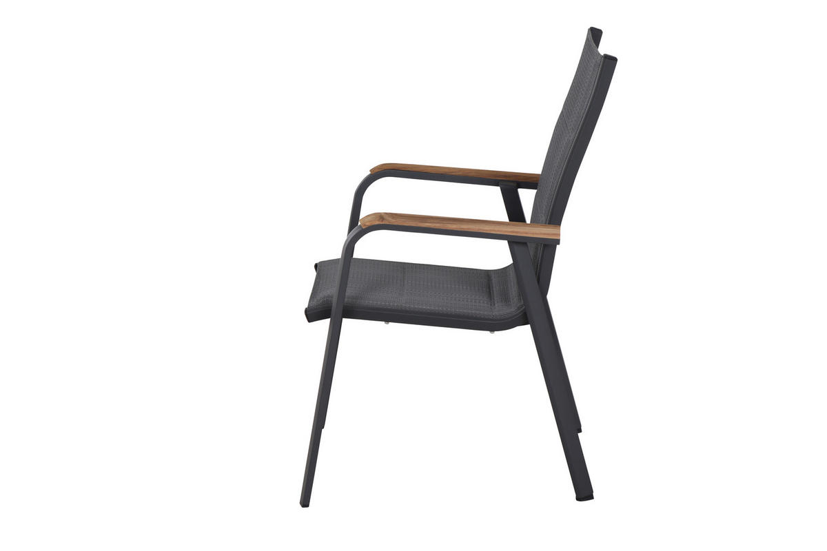 KLAPPSESSEL-SET in Holz, Metall, Kunststoff Anthrazit  - Anthrazit, Basics, Holz/Kunststoff (62,5/98/68cm) - Siena Garden