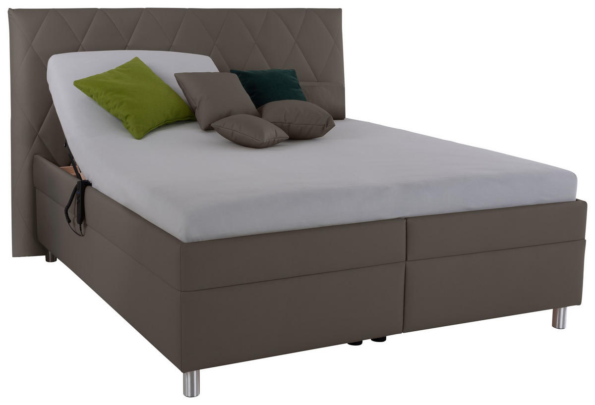 POLSTERBETT Matratze, gepolstertes Kopfteil, Lattenrost, Bettkasten 160/200 cm  in Anthrazit  - Birkefarben/Anthrazit, KONVENTIONELL, Holz/Textil (160/200cm) - Esposa