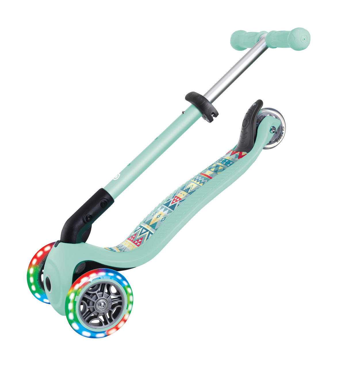 KINDERSCOOTER JUNIOR FOLDABLE FANTASY LIGHTS  - Hellgrün, LIFESTYLE, Kunststoff (56/28,6/68cm) - GLOBBER