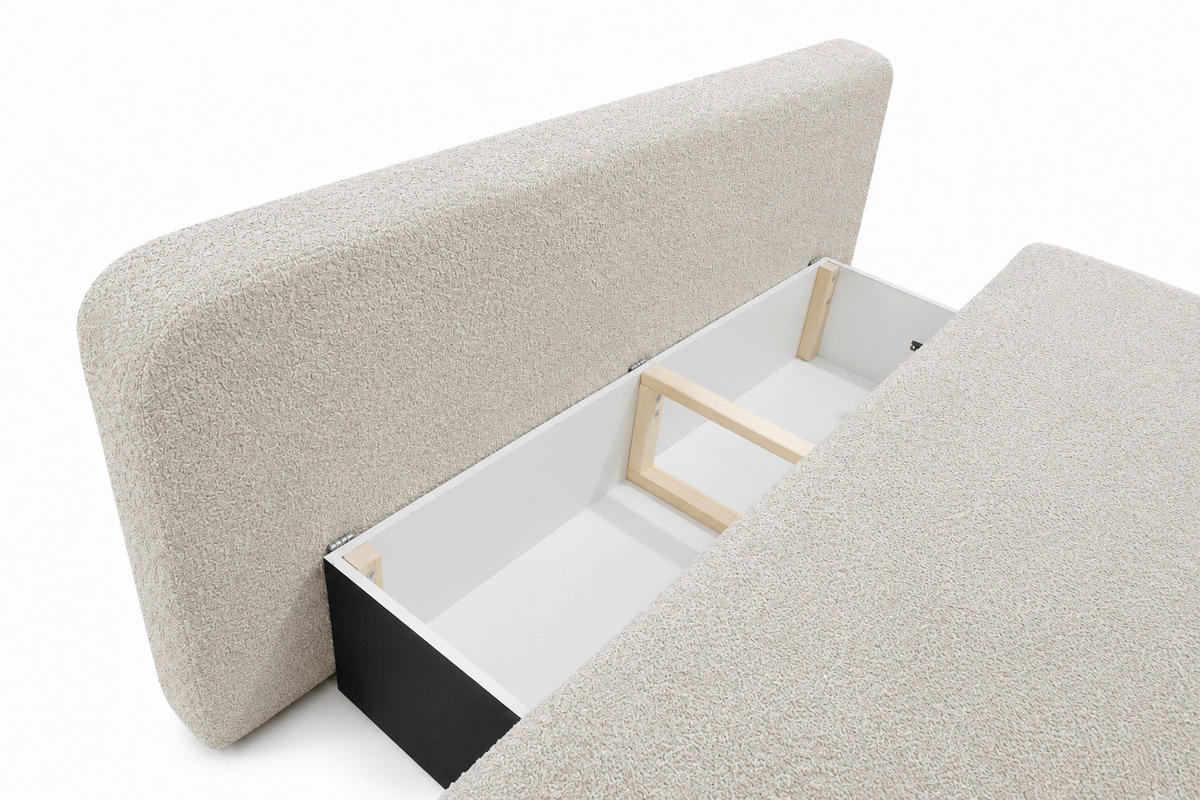 SCHLAFSOFA FREDO Bouclé Beige  inkl.  - Beige/Schwarz, Design, Kunststoff/Textil (212/93/100cm) - MID.YOU
