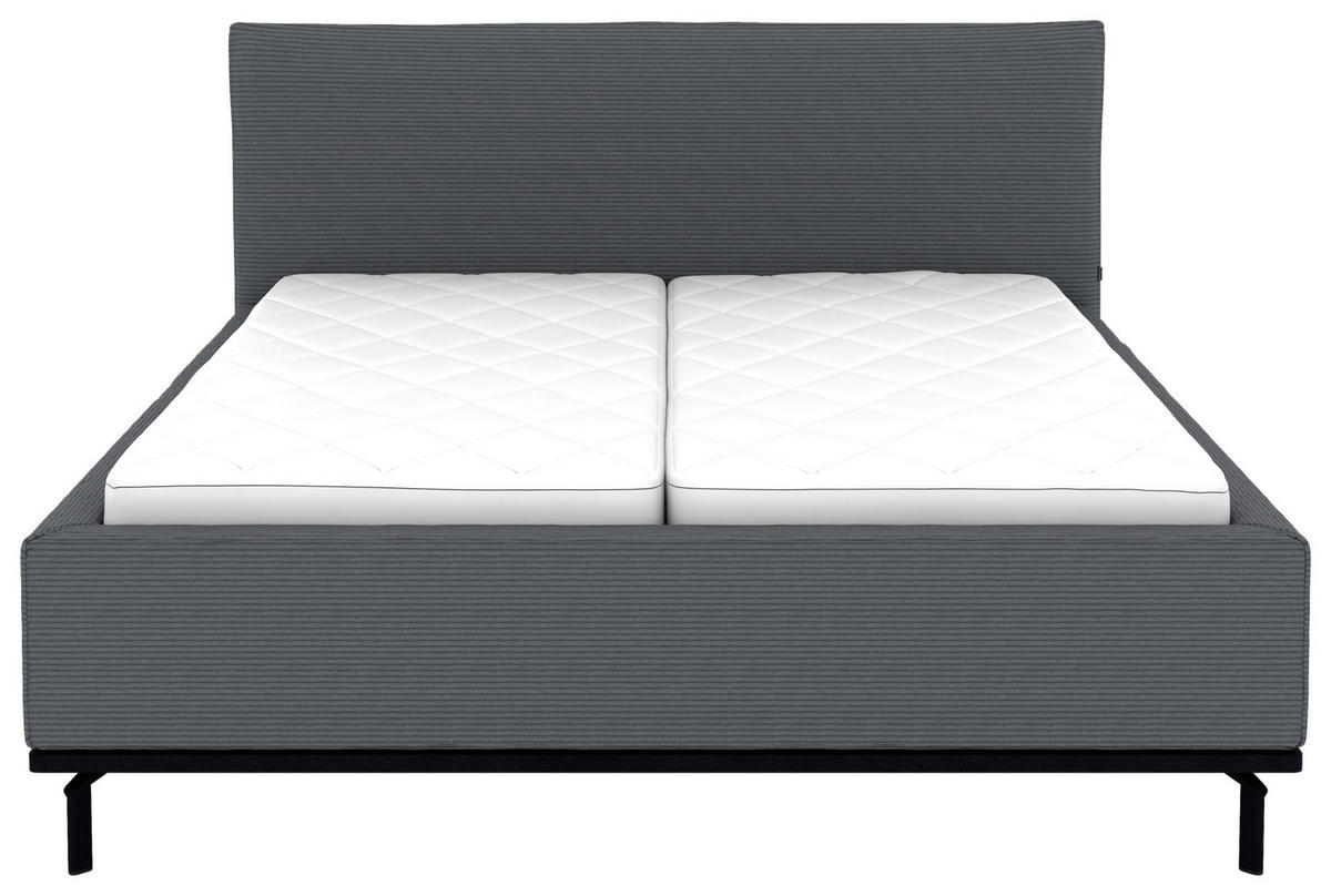 POLSTERBETT Matratze, Lattenrost, Bettkasten 180/200 cm  in Grau  - Graphitfarben/Weiß, Design, Holz/Textil (180/200cm) - Musterring