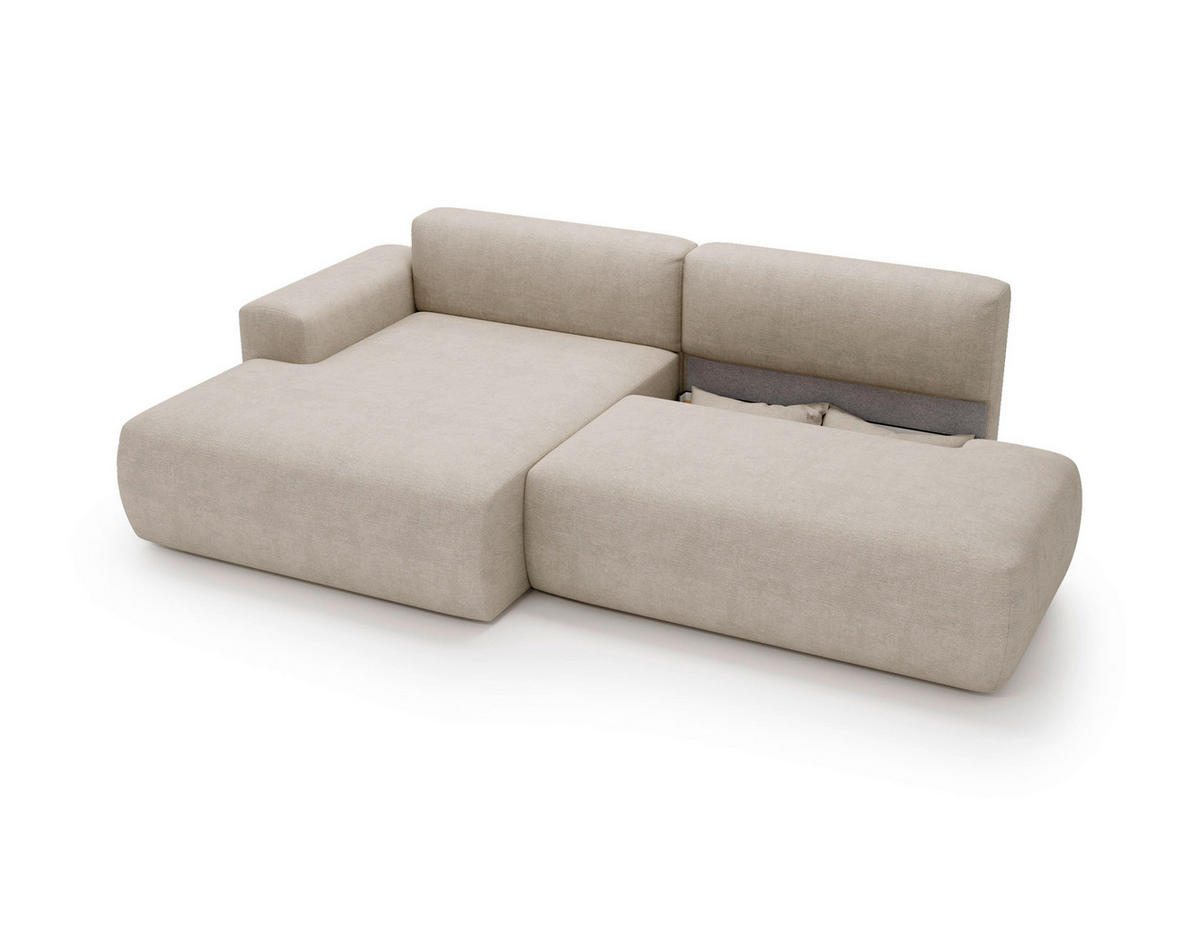 ECKSOFA REVE in Chenille Beige  160/284 cm  - Beige/Schwarz, Design, Kunststoff/Textil (160/284cm) - Livetastic