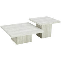 BEISTELLTISCHSET quadratisch Hellgrau  - Hellgrau, Design, Holzwerkstoff (60/80/60/80/45/32cm) - Ambia Home