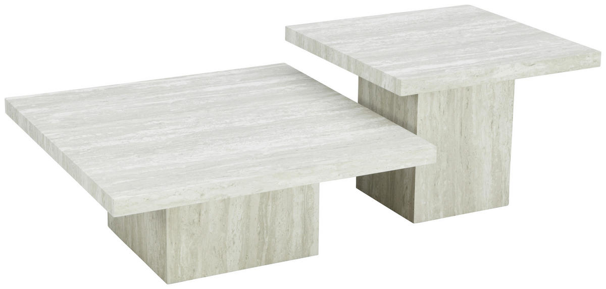 BEISTELLTISCHSET quadratisch Hellgrau  - Hellgrau, Design, Holzwerkstoff (60/80/60/80/45/32cm) - Ambia Home