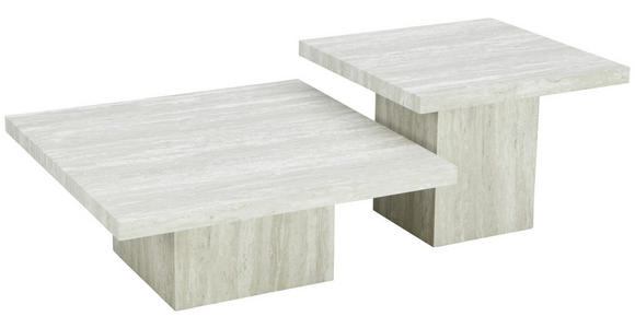 BEISTELLTISCHSET quadratisch Hellgrau  - Hellgrau, Design, Holzwerkstoff (60/80/60/80/45/32cm) - Ambia Home