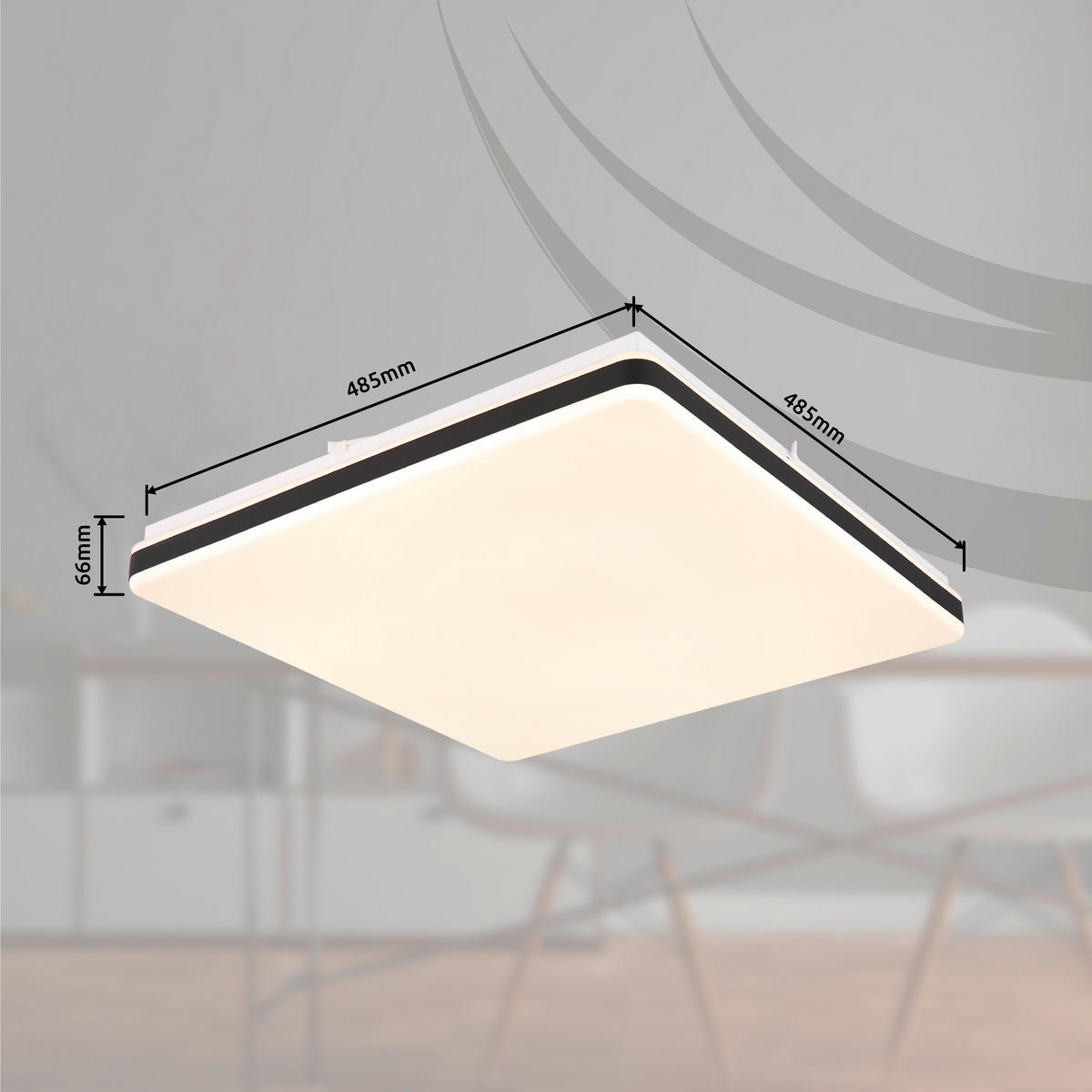 LED-DECKENLEUCHTE ULLY 48,5/48,5/6,6 cm   - Schwarz/Weiß, KONVENTIONELL, Kunststoff/Metall (48,5/48,5/6,6cm) - Globo