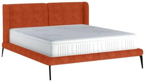 Polsterbett inkl. Matratze 180/200 cm in Rostfarben - Weiss/Rostfarben, Modern, Textil/Metall (180/200cm) - Livetastic