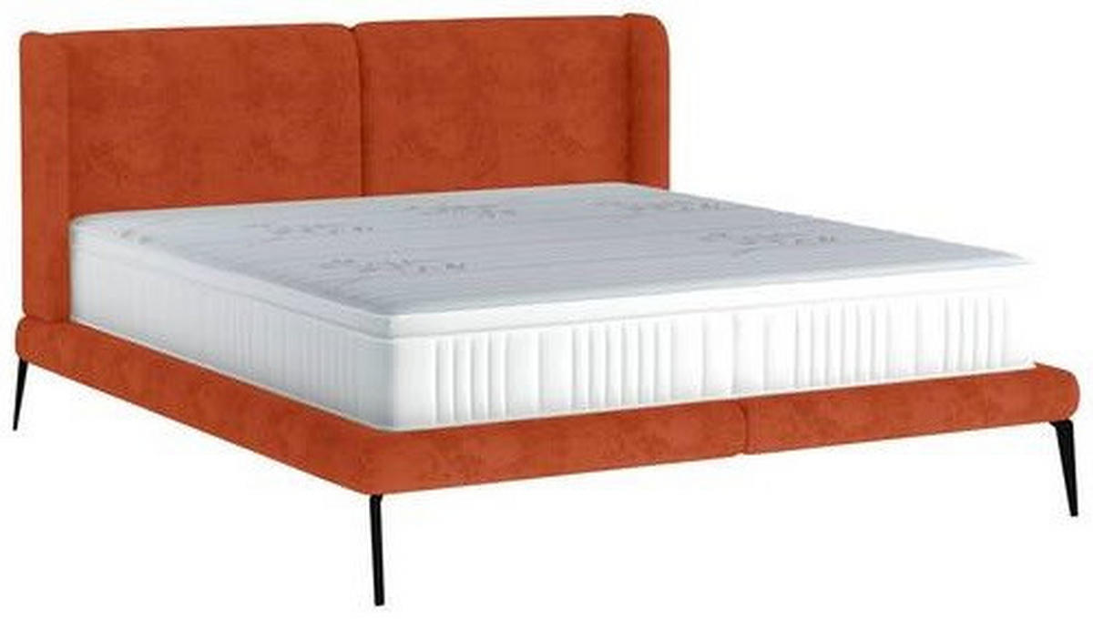 Polsterbett inkl. Matratze Matratze, gepolstertes Kopfteil, Topper Rostfarben 180/200 cm  - Rostfarben/Creme, MODERN, Textil/Metall (180/200cm) - Livetastic