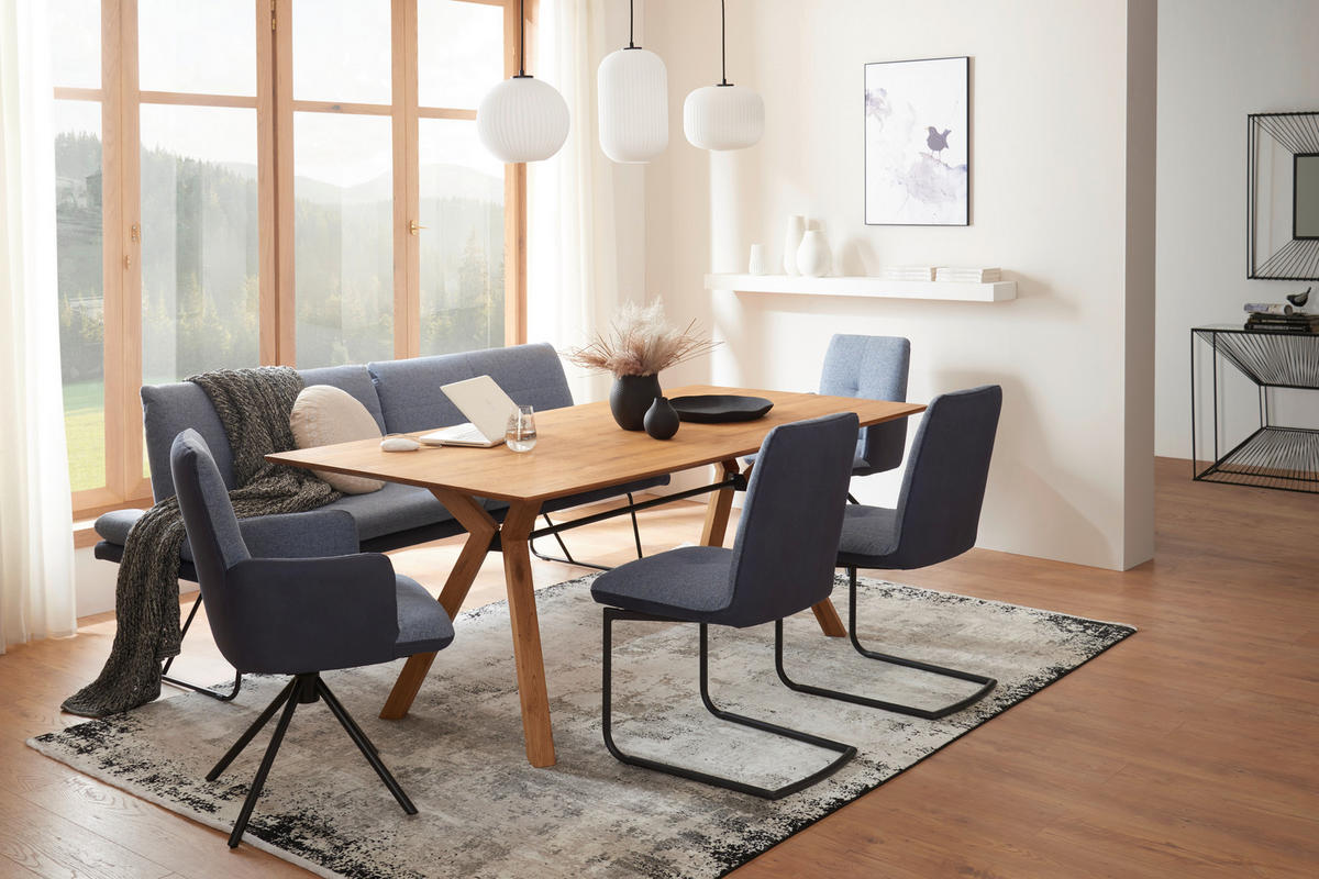 SCHWINGSTUHL  in Stahl Flachgewebe  - Blau/Anthrazit, Design, Textil/Metall (48/91/62cm) - Dieter Knoll
