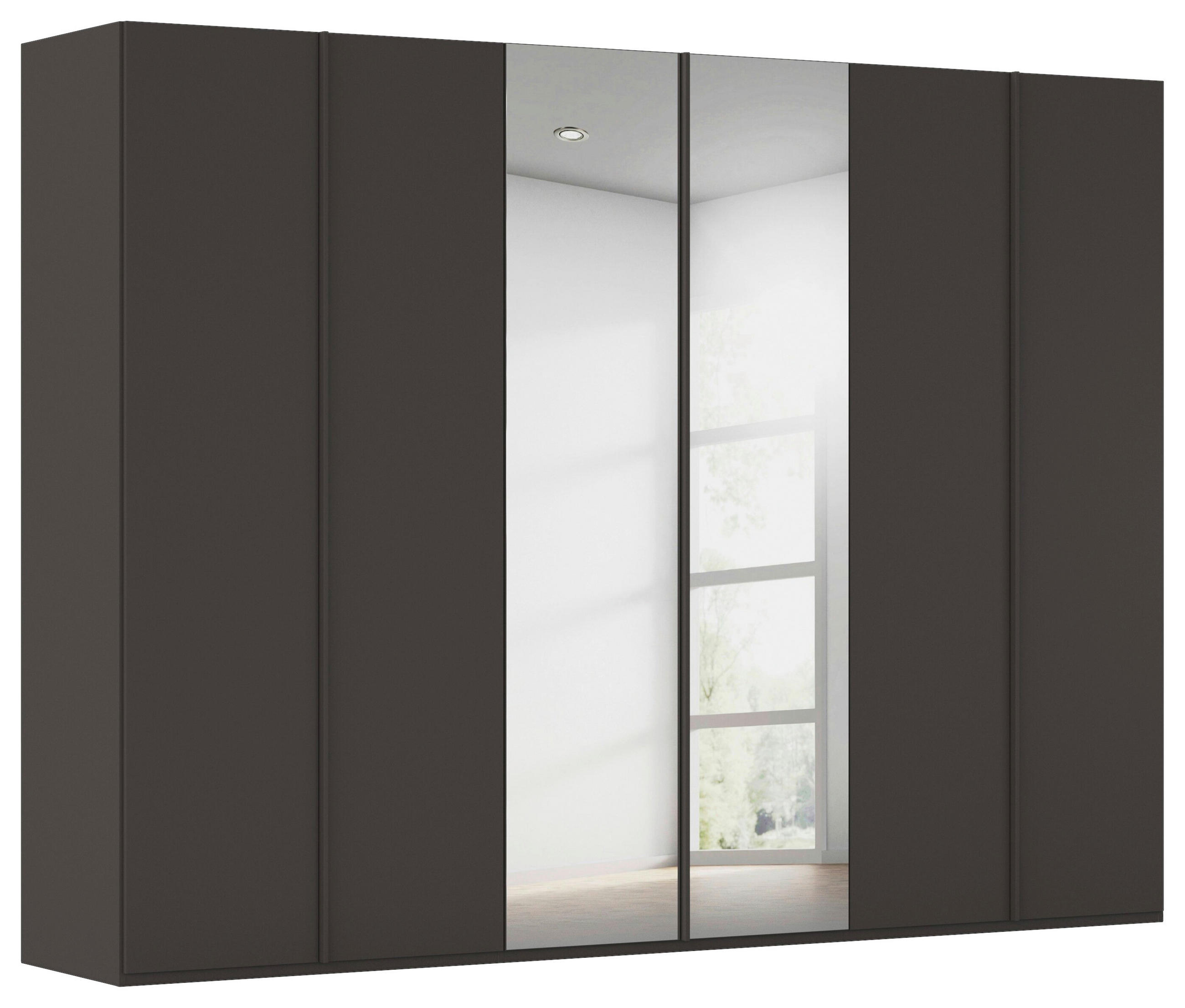 DREHTÜRENSCHRANK 301/223/61 cm,  in Graphitfarben, 6-türig  - Graphitfarben, Basics, Glas/Holzwerkstoff (301/223/61cm) - Novel