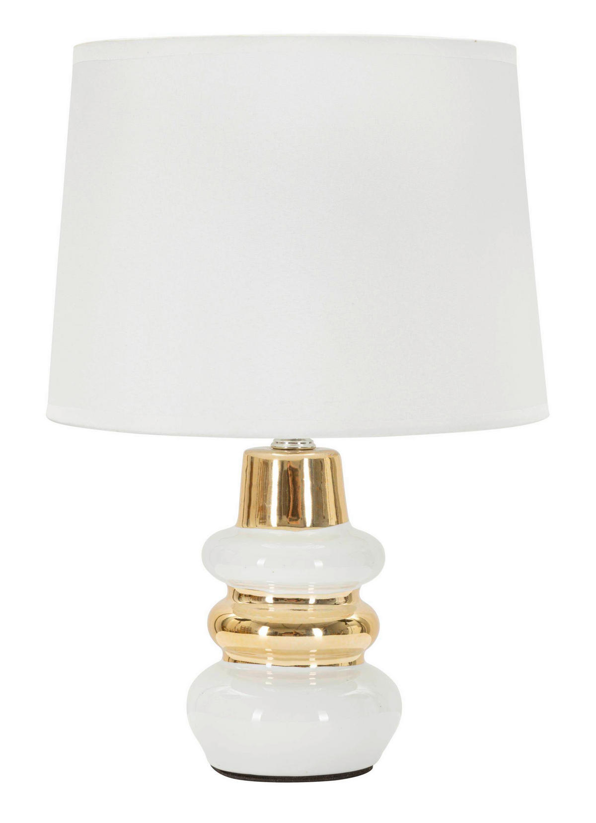 STOLNÁ LAMPA, 23/32/23 cm - biela/zlatá, Basics, kov/textil (23/32/23cm)