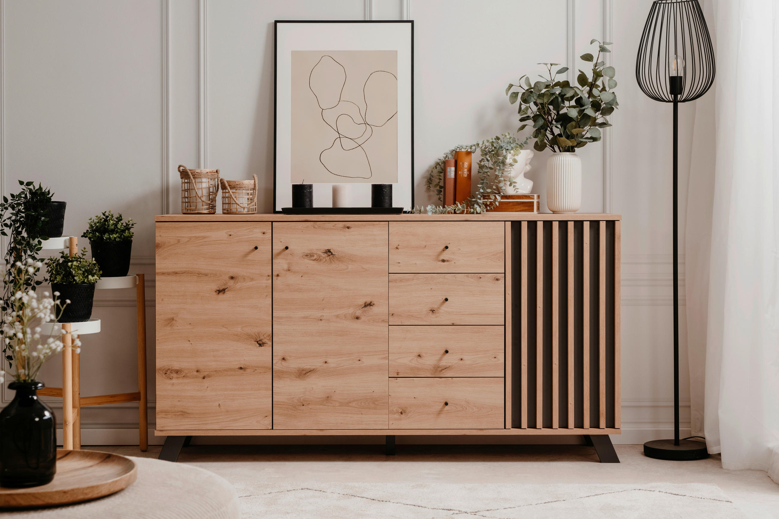 SIDEBOARD Medan  in 160/85/40 cm  - Anthrazit/Schwarz, LIFESTYLE, Holzwerkstoff/Metall (160/85/40cm) - MID.YOU