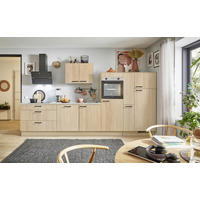 KÜCHENBLOCK PN 100 350 cm  in Eichefarben, Beigebraun  - Eichefarben/Beigebraun, Design, Holzwerkstoff/Metall (350cm) - Pino