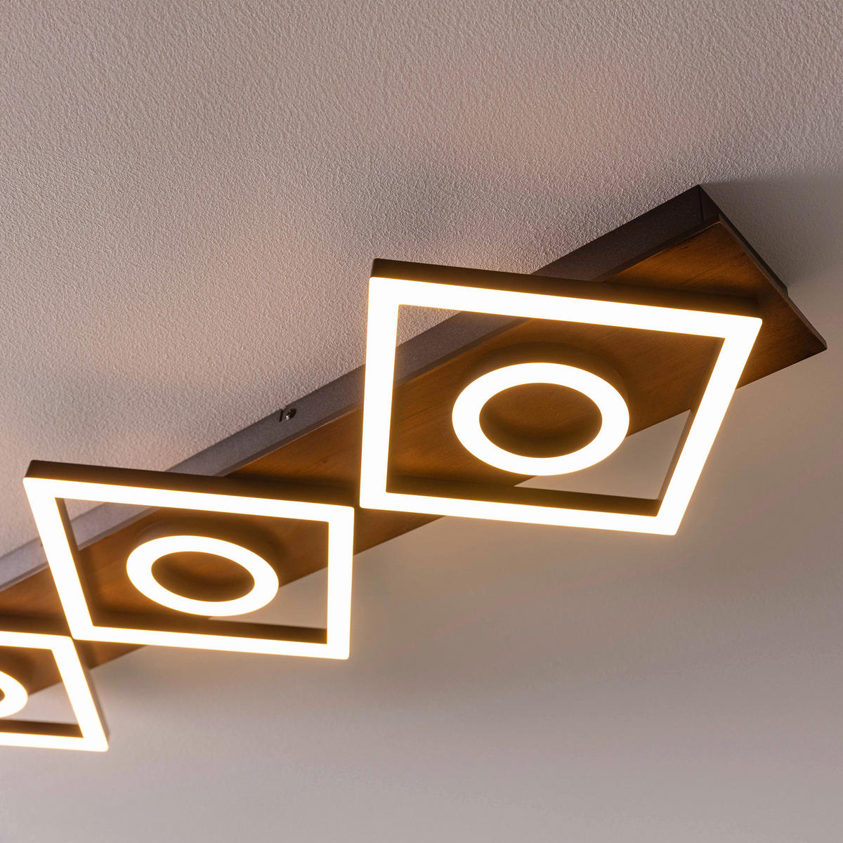 LED-DECKENLEUCHTE    88/6,5/28 cm  - Eiche dunkel/Schwarz, Design, Holz/Kunststoff (88/6,5/28cm) - Brilliant