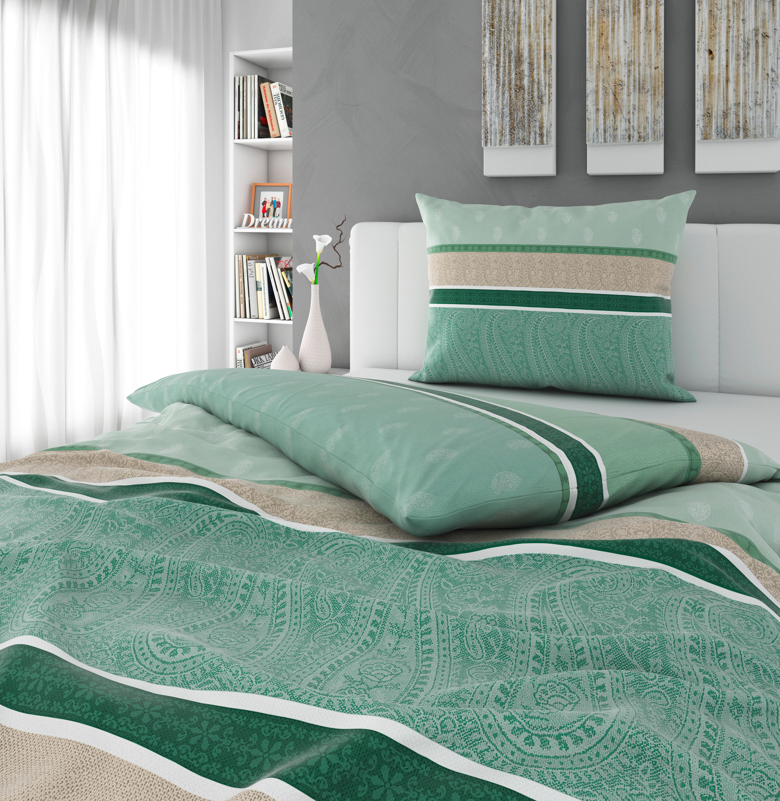 POSTELJINA 140/200 cm  PASHMINA  - zelena, Konvencionalno, tekstil (140/200cm) - Esposa