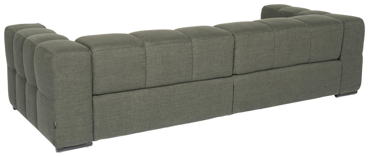 BIGSOFA in Flachgewebe, Leinenoptik Olivgrün  - Schwarz/Olivgrün, Design, Textil/Metall (262/66/113cm) - Emilio Belluti